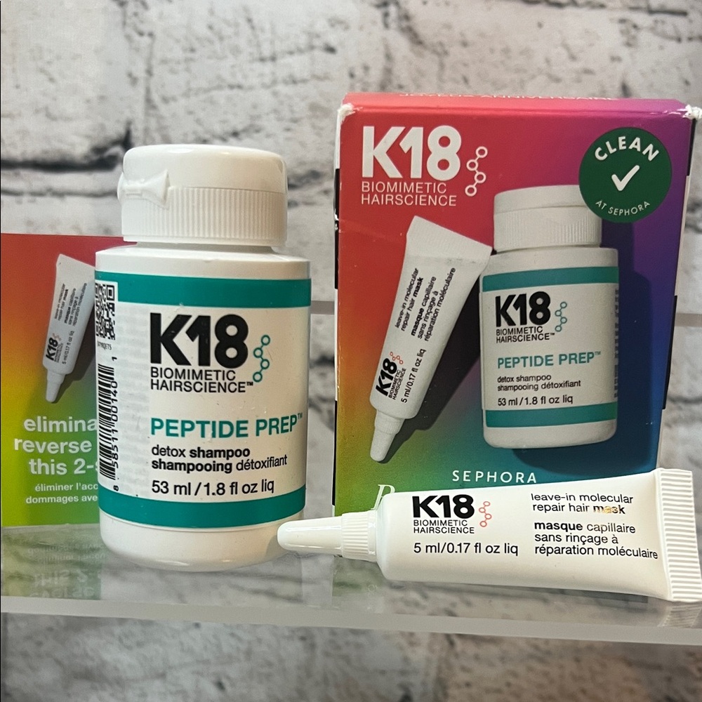 K18 Biomimetic Hairscience Peptide Prep Detox Shampoo and Repair Hair Mask Set